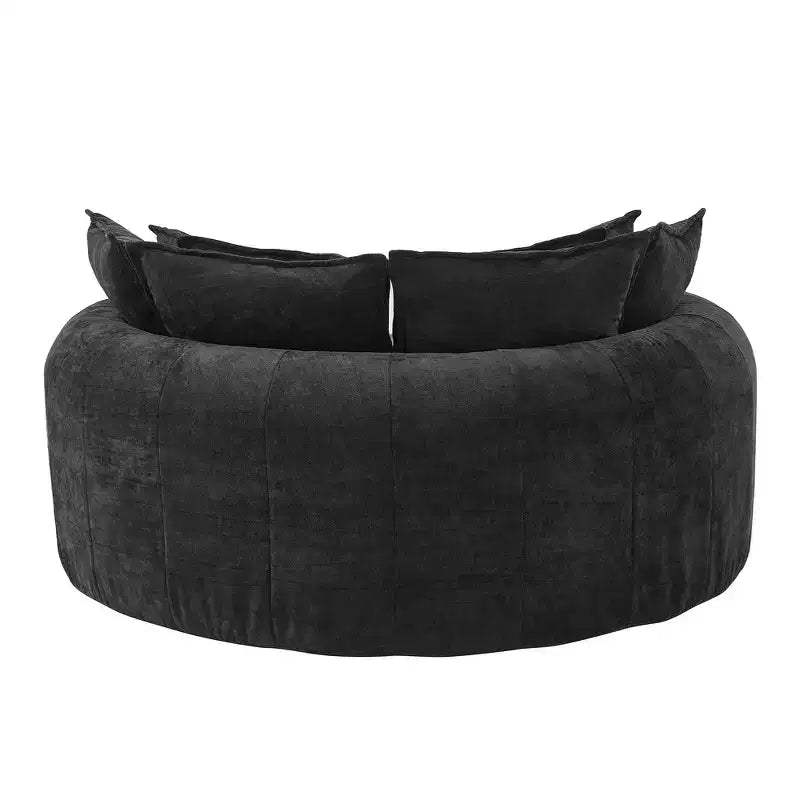 Whisen 59.8 Round Chaise Sofa Loaf Sofa Boneless Round Couch, Full-Compressed Sofa Bed with 8 Throw Pillows