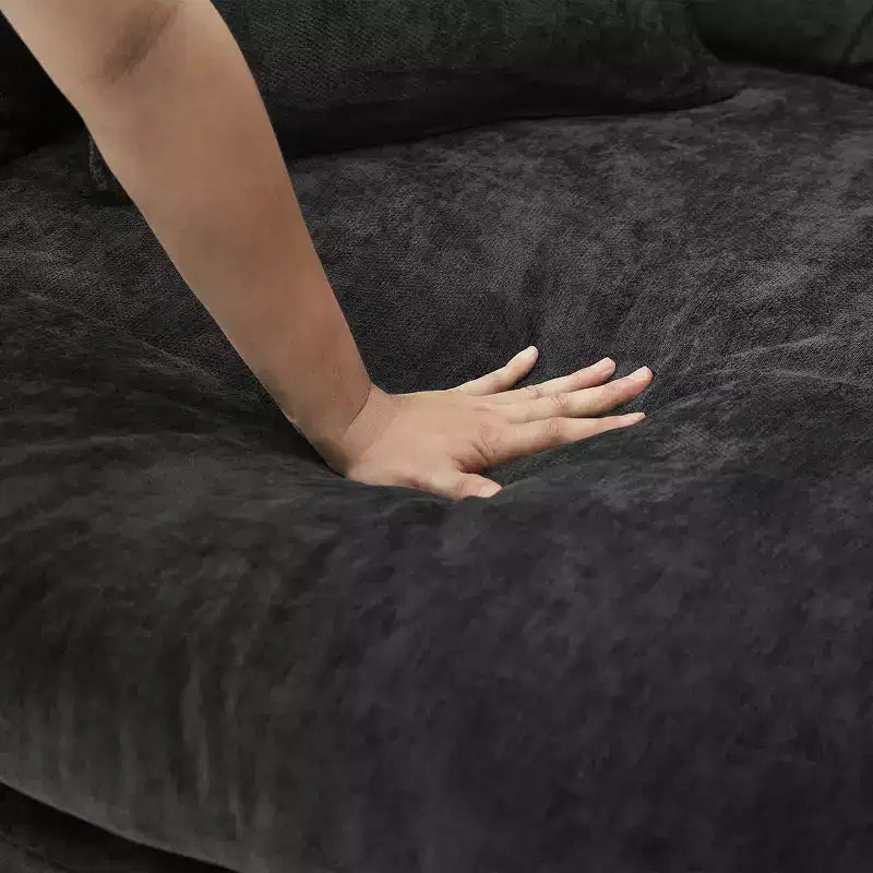 Whisen 59.8 Round Chaise Sofa Loaf Sofa Boneless Round Couch, Full-Compressed Sofa Bed with 8 Throw Pillows