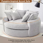 Whisen 59.8 Round Chaise Sofa Loaf Sofa Boneless Round Couch, Full-Compressed Sofa Bed with 8 Throw Pillows