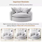 Whisen 59.8 Round Chaise Sofa Loaf Sofa Boneless Round Couch, Full-Compressed Sofa Bed with 8 Throw Pillows