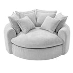Whisen 59.8 Round Chaise Sofa Loaf Sofa Boneless Round Couch, Full-Compressed Sofa Bed with 8 Throw Pillows