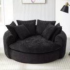Whisen 59.8 Round Chaise Sofa Loaf Sofa Boneless Round Couch, Full-Compressed Sofa Bed with 8 Throw Pillows