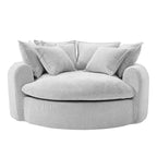 Whisen 59.8 Round Chaise Sofa Loaf Sofa Boneless Round Couch, Full-Compressed Sofa Bed with 8 Throw Pillows