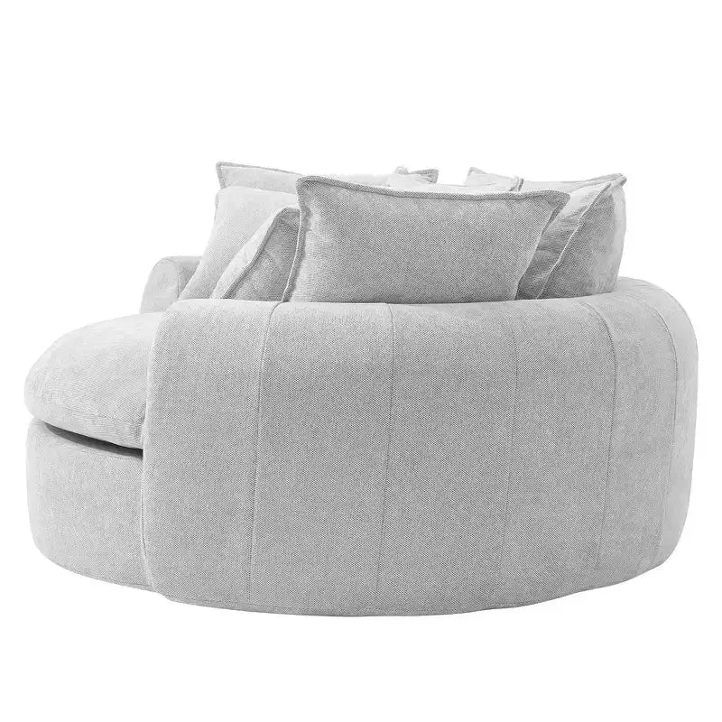 Whisen 59.8 Round Chaise Sofa Loaf Sofa Boneless Round Couch, Full-Compressed Sofa Bed with 8 Throw Pillows