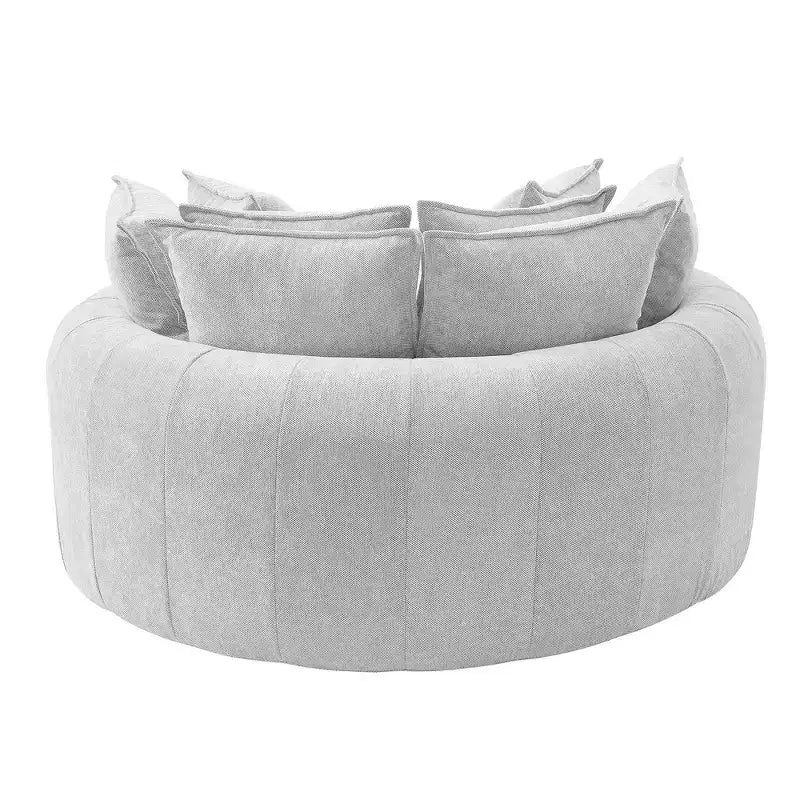 Whisen 59.8 Round Chaise Sofa Loaf Sofa Boneless Round Couch, Full-Compressed Sofa Bed with 8 Throw Pillows