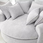 Whisen 59.8 Round Chaise Sofa Loaf Sofa Boneless Round Couch, Full-Compressed Sofa Bed with 8 Throw Pillows