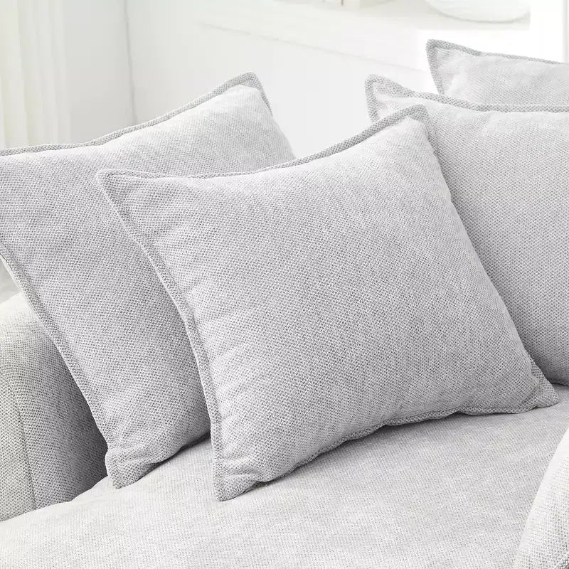 Whisen 59.8 Round Chaise Sofa Loaf Sofa Boneless Round Couch, Full-Compressed Sofa Bed with 8 Throw Pillows