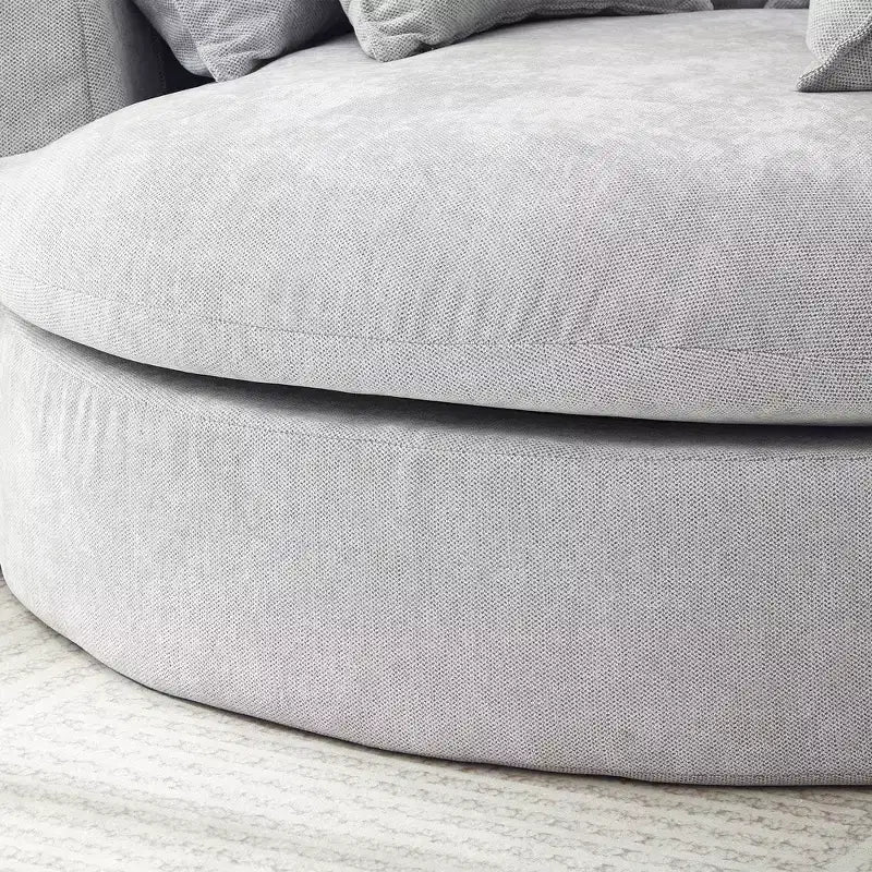 Whisen 59.8 Round Chaise Sofa Loaf Sofa Boneless Round Couch, Full-Compressed Sofa Bed with 8 Throw Pillows