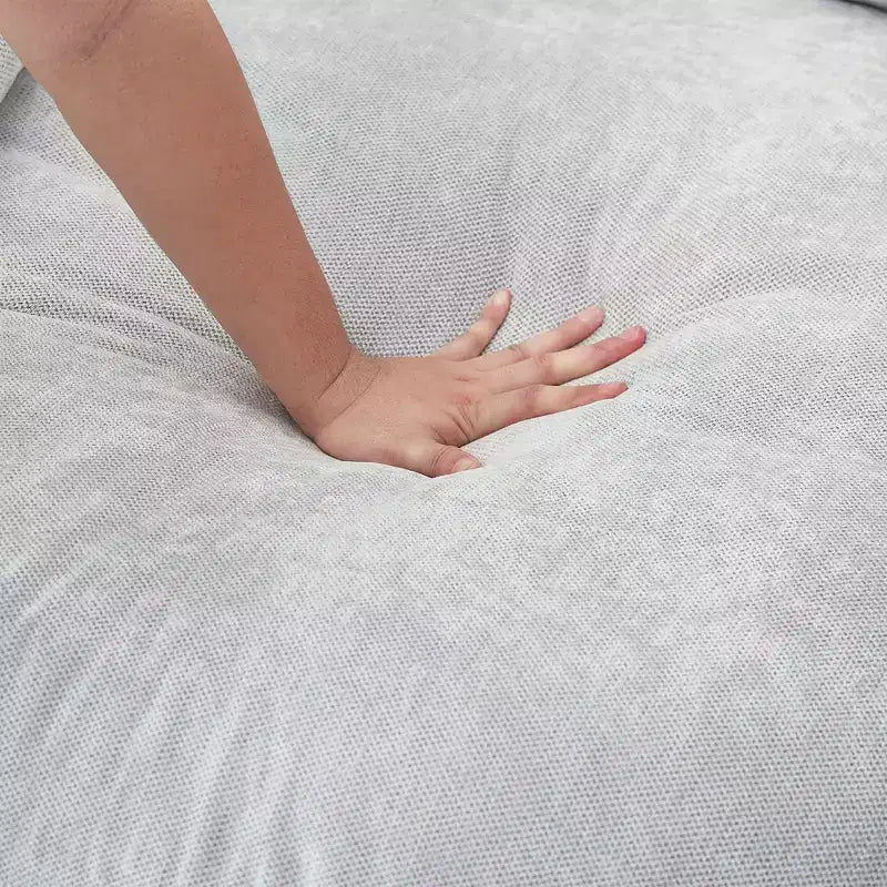 Whisen 59.8 Round Chaise Sofa Loaf Sofa Boneless Round Couch, Full-Compressed Sofa Bed with 8 Throw Pillows
