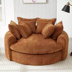Whisen 59.8 Round Chaise Sofa Loaf Sofa Boneless Round Couch, Full-Compressed Sofa Bed with 8 Throw Pillows