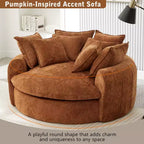 Whisen 59.8 Round Chaise Sofa Loaf Sofa Boneless Round Couch, Full-Compressed Sofa Bed with 8 Throw Pillows