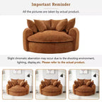 Whisen 59.8 Round Chaise Sofa Loaf Sofa Boneless Round Couch, Full-Compressed Sofa Bed with 8 Throw Pillows