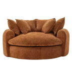 Whisen 59.8 Round Chaise Sofa Loaf Sofa Boneless Round Couch, Full-Compressed Sofa Bed with 8 Throw Pillows