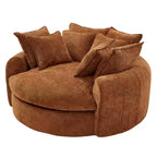 Whisen 59.8 Round Chaise Sofa Loaf Sofa Boneless Round Couch, Full-Compressed Sofa Bed with 8 Throw Pillows