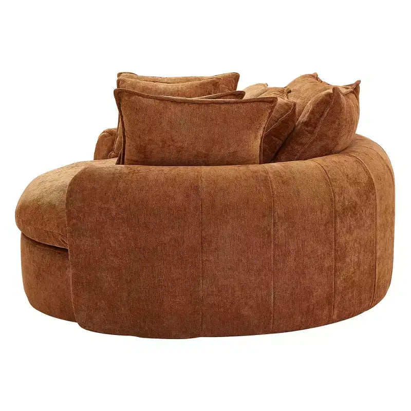 Whisen 59.8 Round Chaise Sofa Loaf Sofa Boneless Round Couch, Full-Compressed Sofa Bed with 8 Throw Pillows