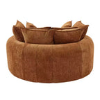 Whisen 59.8 Round Chaise Sofa Loaf Sofa Boneless Round Couch, Full-Compressed Sofa Bed with 8 Throw Pillows
