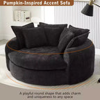 Whisen 59.8 Round Chaise Sofa Loaf Sofa Boneless Round Couch, Full-Compressed Sofa Bed with 8 Throw Pillows