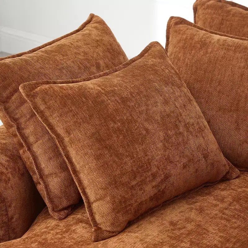 Whisen 59.8 Round Chaise Sofa Loaf Sofa Boneless Round Couch, Full-Compressed Sofa Bed with 8 Throw Pillows