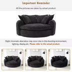Whisen 59.8 Round Chaise Sofa Loaf Sofa Boneless Round Couch, Full-Compressed Sofa Bed with 8 Throw Pillows