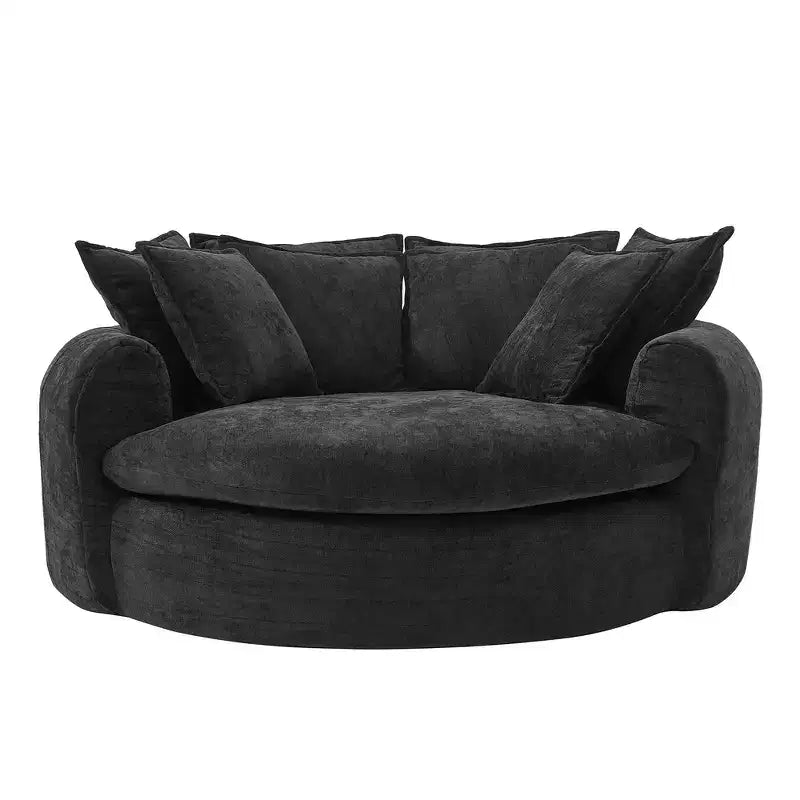 Whisen 59.8 Round Chaise Sofa Loaf Sofa Boneless Round Couch, Full-Compressed Sofa Bed with 8 Throw Pillows