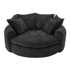 Whisen 59.8 Round Chaise Sofa Loaf Sofa Boneless Round Couch, Full-Compressed Sofa Bed with 8 Throw Pillows