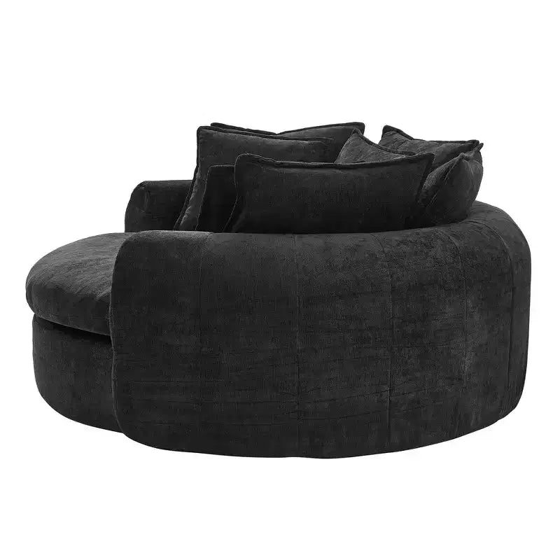 Whisen 59.8 Round Chaise Sofa Loaf Sofa Boneless Round Couch, Full-Compressed Sofa Bed with 8 Throw Pillows
