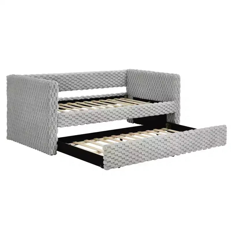 EHMKNP Lit de repos double, Canapé-lit rembourré, Le bas se tire pour former un lit, Carreaux