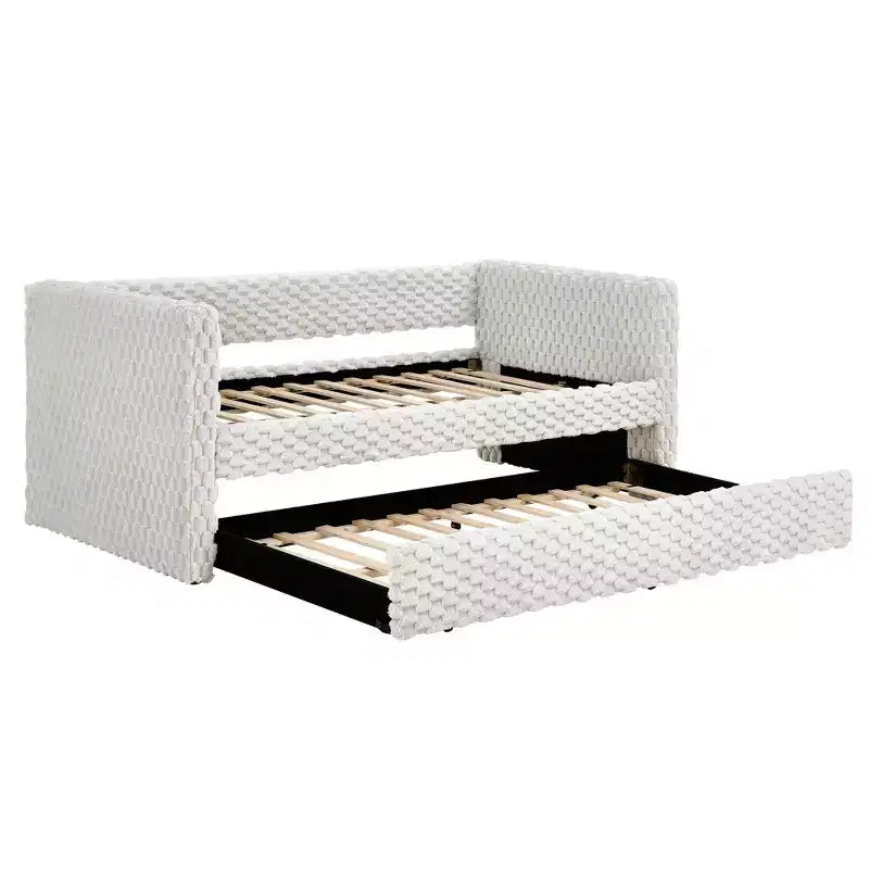 EHMKNP Lit de repos double, Canapé-lit rembourré, Le bas se tire pour former un lit, Carreaux