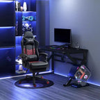 Chaise de Bureau et Gaming Fauteuil Gamer en Cuir PU Diamant, Dossier Haut, Fauteuil Inclinable Pivotant avec Repose-Pieds, Support Lombaire, Hauteur Réglable