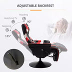 Gaming Chair, Racing Style Computer Recliner with Lumbar Support, Footrest and Cup Holder/White/Red