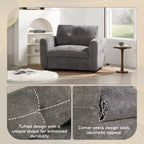Fauteuil en chenille EHMKNP à assise large avec deux ports de charge - Canapé simple capitonné pour salon et appartement
