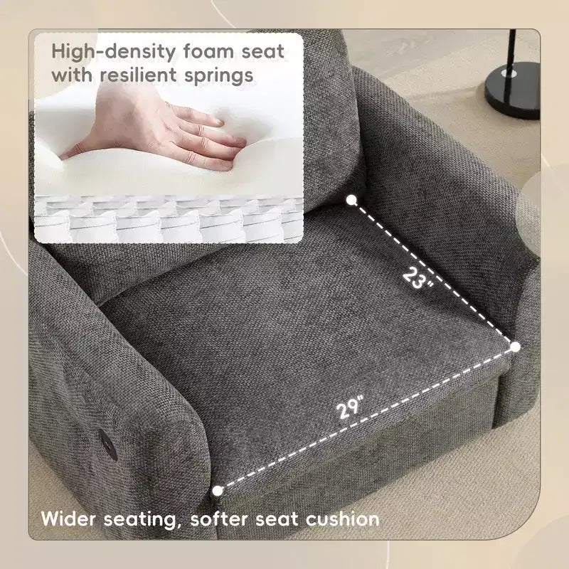 Fauteuil en chenille EHMKNP à assise large avec deux ports de charge - Canapé simple capitonné pour salon et appartement