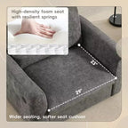 Fauteuil en chenille EHMKNP à assise large avec deux ports de charge - Canapé simple capitonné pour salon et appartement