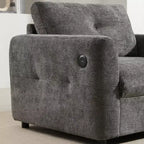 Fauteuil en chenille EHMKNP à assise large avec deux ports de charge - Canapé simple capitonné pour salon et appartement