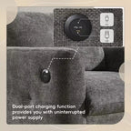 Fauteuil en chenille EHMKNP à assise large avec deux ports de charge - Canapé simple capitonné pour salon et appartement