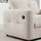 Fauteuil en chenille EHMKNP à assise large avec deux ports de charge - Canapé simple capitonné pour salon et appartement