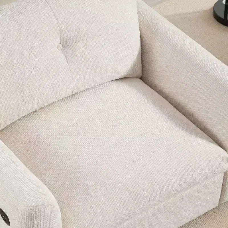 Fauteuil en chenille EHMKNP à assise large avec deux ports de charge - Canapé simple capitonné pour salon et appartement