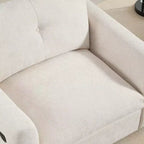 Fauteuil en chenille EHMKNP à assise large avec deux ports de charge - Canapé simple capitonné pour salon et appartement