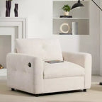 EHMKNP Wide Seat Chenille Armchair with Dual Charging Ports  Tufted Single Sofa for Living Room & Apartment