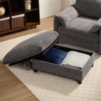 Fauteuil simple EHMKNP en chenille avec pouf de rangement et support de téléphone réglable, port de chargement USB, poches latérales, accoudoirs rembourrés