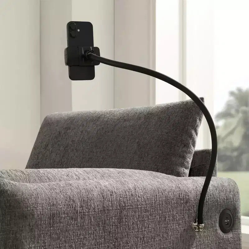Fauteuil simple EHMKNP en chenille avec pouf de rangement et support de téléphone réglable, port de chargement USB, poches latérales, accoudoirs rembourrés