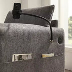Fauteuil simple EHMKNP en chenille avec pouf de rangement et support de téléphone réglable, port de chargement USB, poches latérales, accoudoirs rembourrés