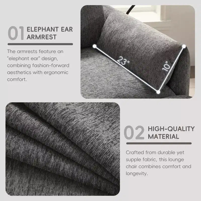 Fauteuil simple EHMKNP en chenille avec pouf de rangement et support de téléphone réglable, port de chargement USB, poches latérales, accoudoirs rembourrés