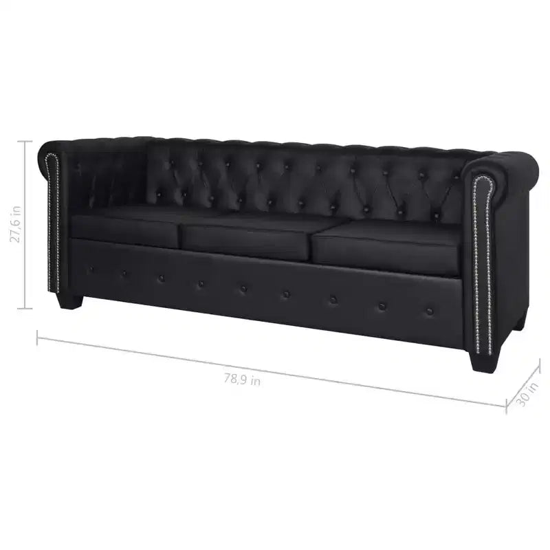 vidaXL Sofa Chesterfield Settee Couch with Tufted Arms Artificial Leather