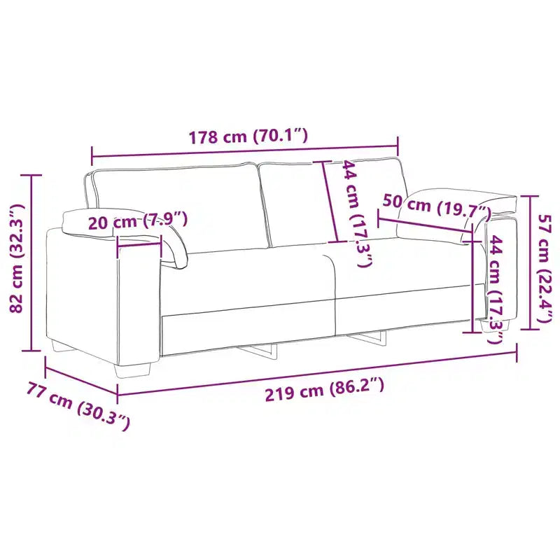 vidaXL Sofa with Cushion Dark gray 219 x 77 x 82 cm fabric