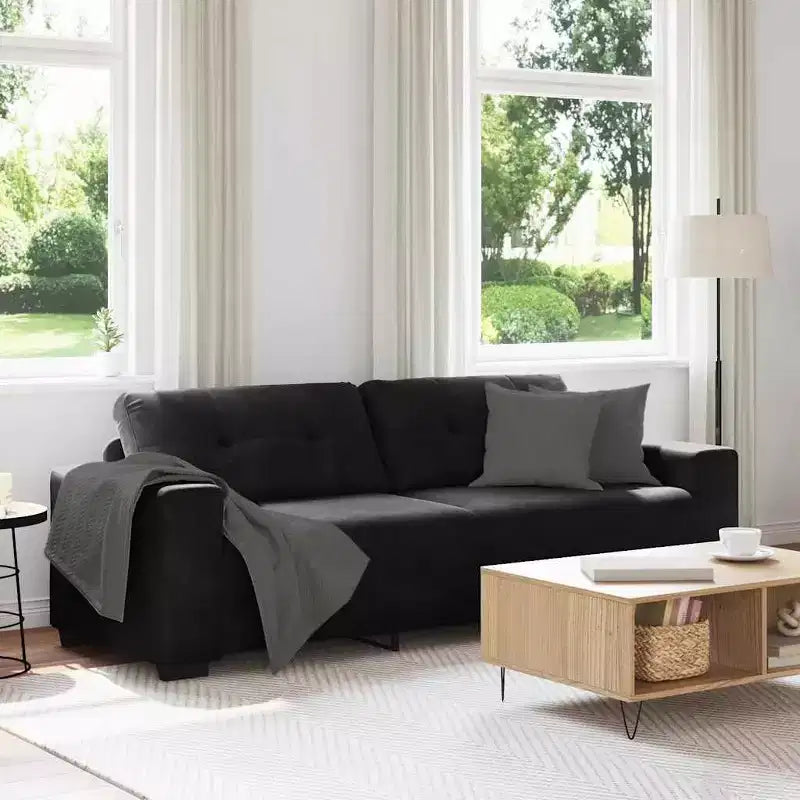 vidaXL Canapé à 3 places noir 180 cm Velours