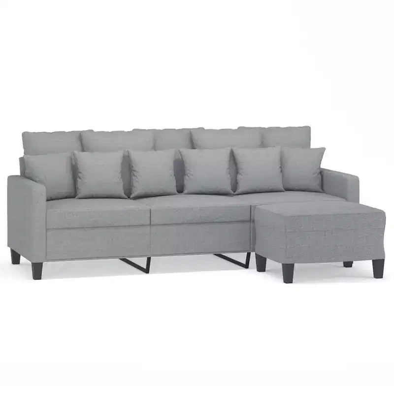 vidaXL Sofa 3-Seater Couch Sofa Armchair with Footstool for Living Room Fabric