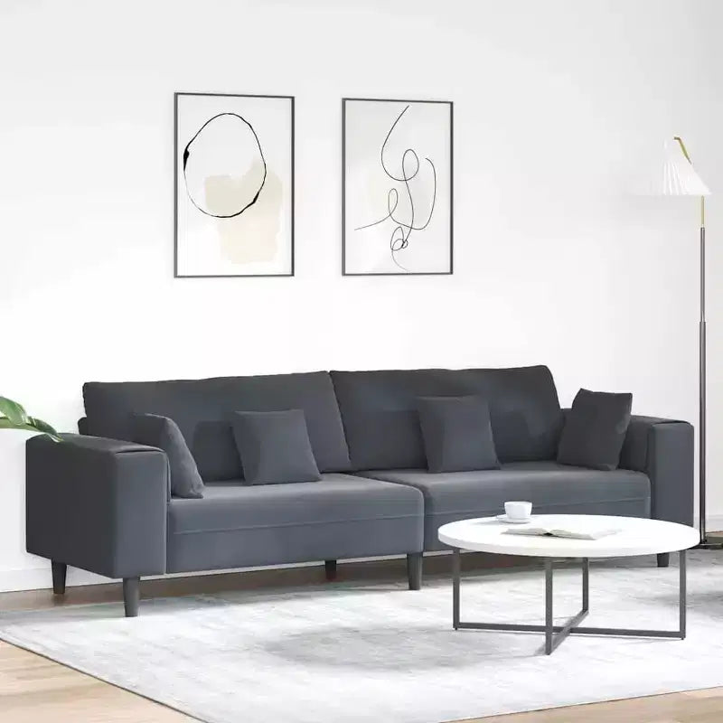 vidaXL Velvet Sofa with Cushion Dark Grey 208 cm Velvet - Dark Gray without ottoman
