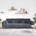 vidaXL Velvet Sofa with Cushion Dark Grey 208 cm Velvet - Dark Gray without ottoman