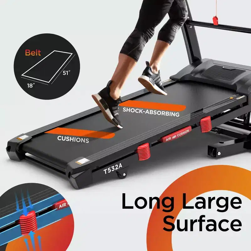 Folding Treadmill with 5HP Quiet Motor, 20-Level Auto Incline, APP Control, 71 Programs, Shock-Absorbing Deck, 300-400LB Capacity for Home Use